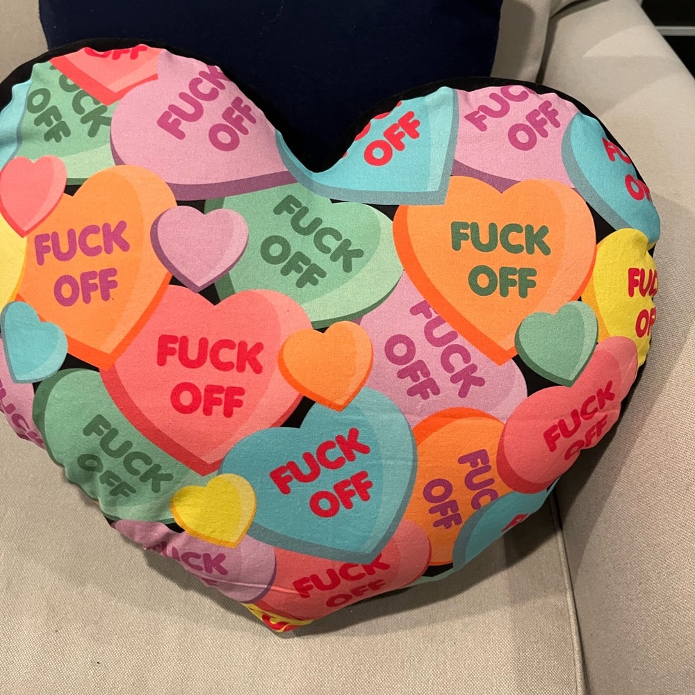 In a mood F.U.  Colorful Heart-Shaped Pillow